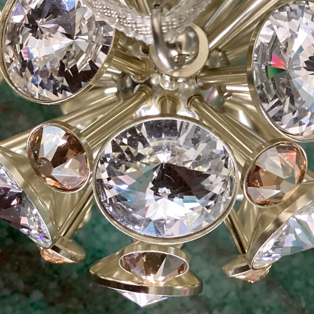 Swarovski Constella Ball Ornament Large Gold Metal With Champagne/White Crystals - Picture 14 of 14